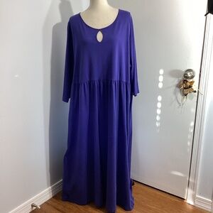 NWT LORALETTE PLUS 22/24 AMETIST MAXI JERSEY KNIT DRESS 3/4 SLEEVE